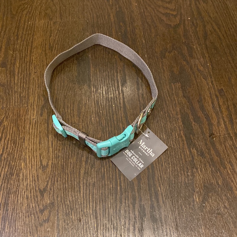 NWT Martha Stewart Nylon Dog Collar Size 20 For Neck 18-26" Mint Green/Gray - Picture 4 of 11